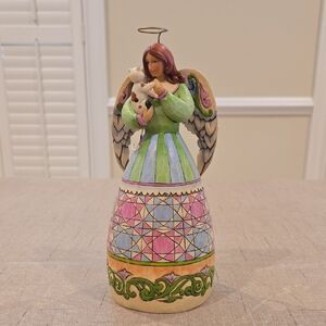 Jim Shore "Contentment Is Divine" Angel Holding Cat Figurine